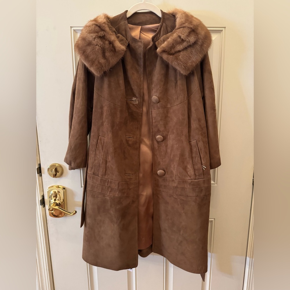 VTG Suede Leather Penny Lane Trench Coat Pennylane Womens Sz 10 Classis
